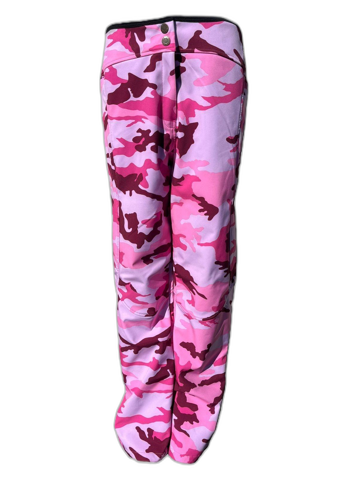 Ladies Ski Pants Pink Camo Front (background removed)