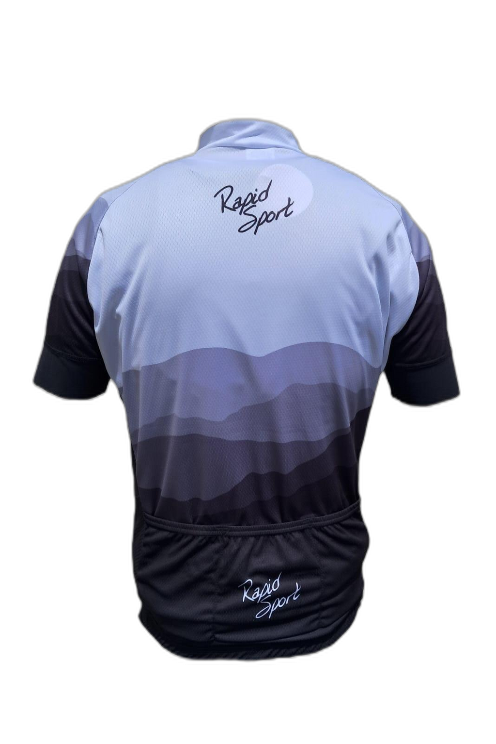 Mens Cycling Jersey Black Mountain Back (background removed)