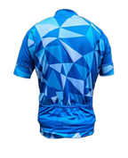 Mens Cycling Jersey Blue Geometric Back (background removed)