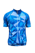 Mens Cycling Jersey Blue Geometric Front (background removed)