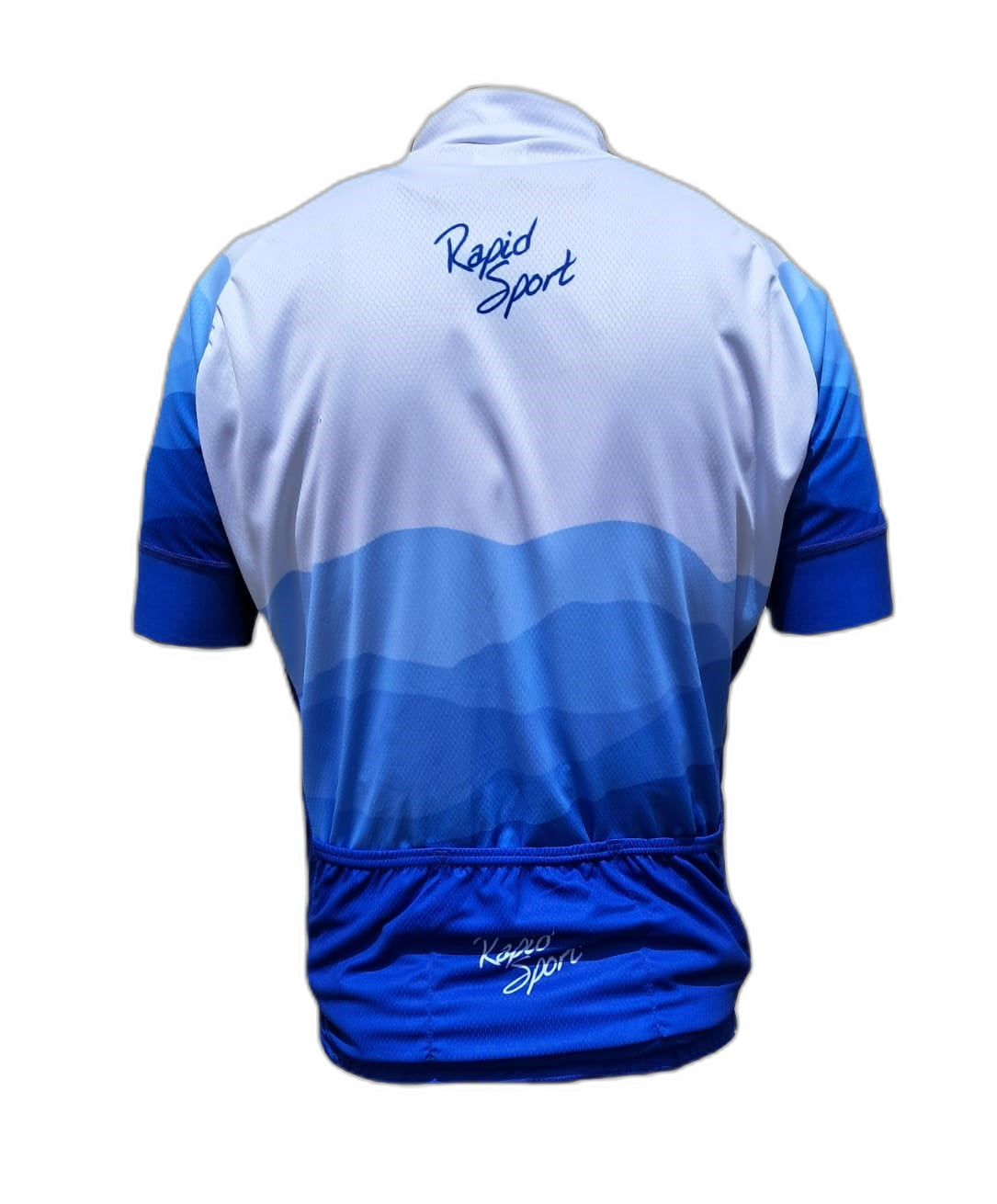 Mens Cycling Jersey Blue Mountain Back (background removed)