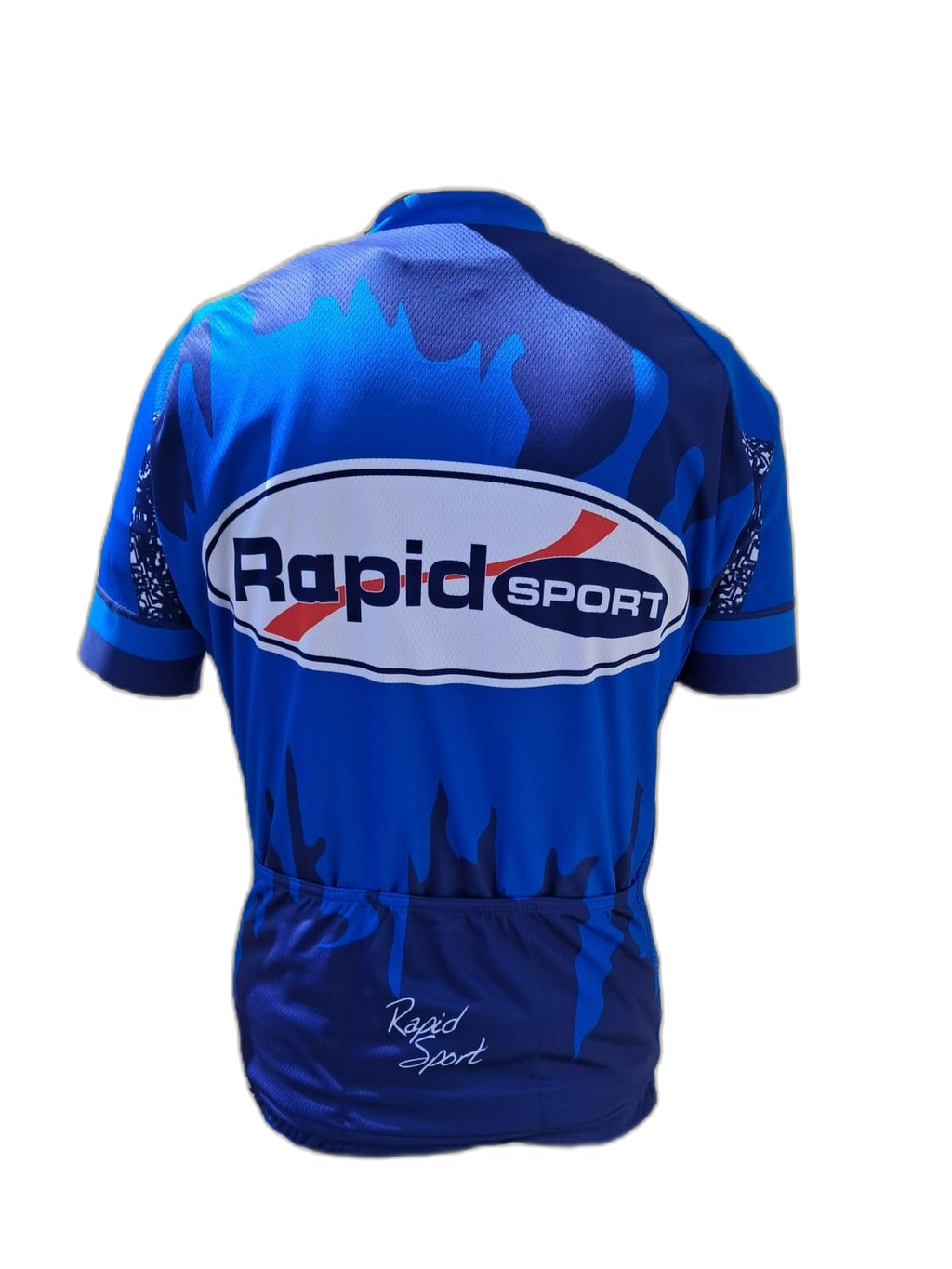 Mens Cycling Jersey Blue Rapid Sport Back (background removed)