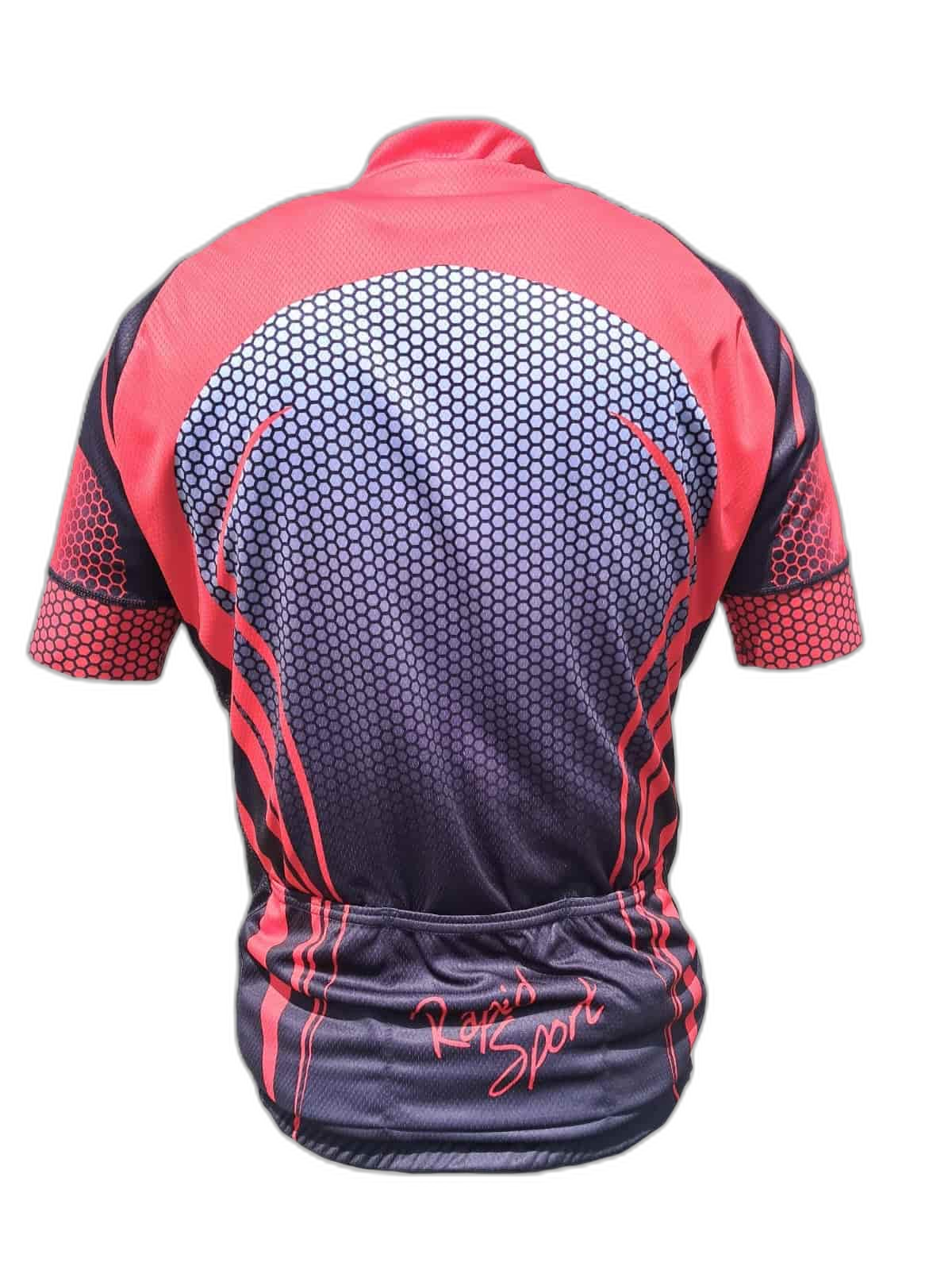 Mens Cycling Jersey Red Honeycomb Back (background removed)