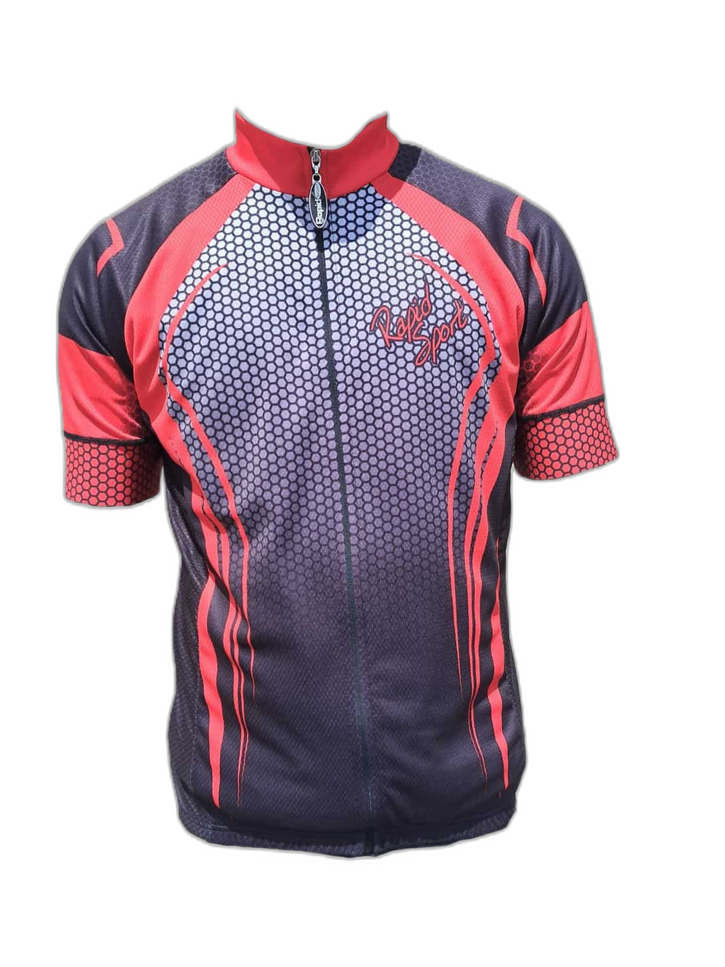 Mens Cycling Jersey Red Honeycomb Front (background removed)