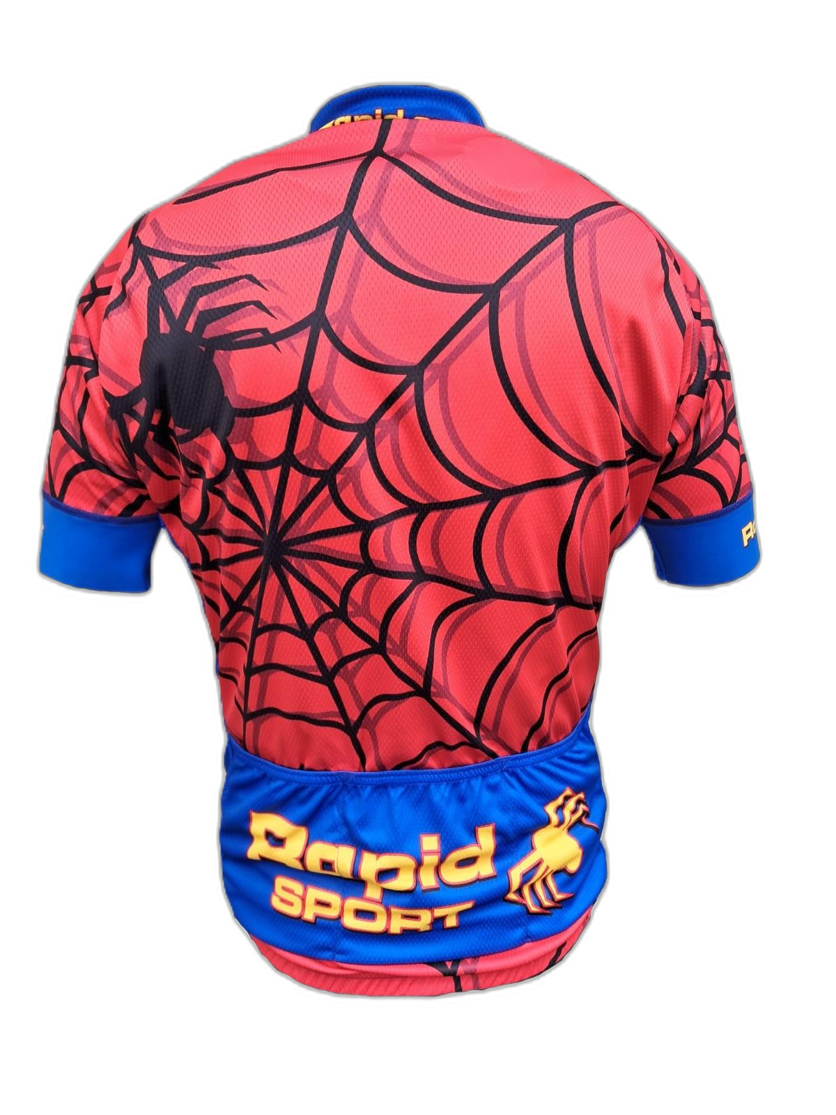 Mens Cycling Jersey Red Spider Back (background removed)