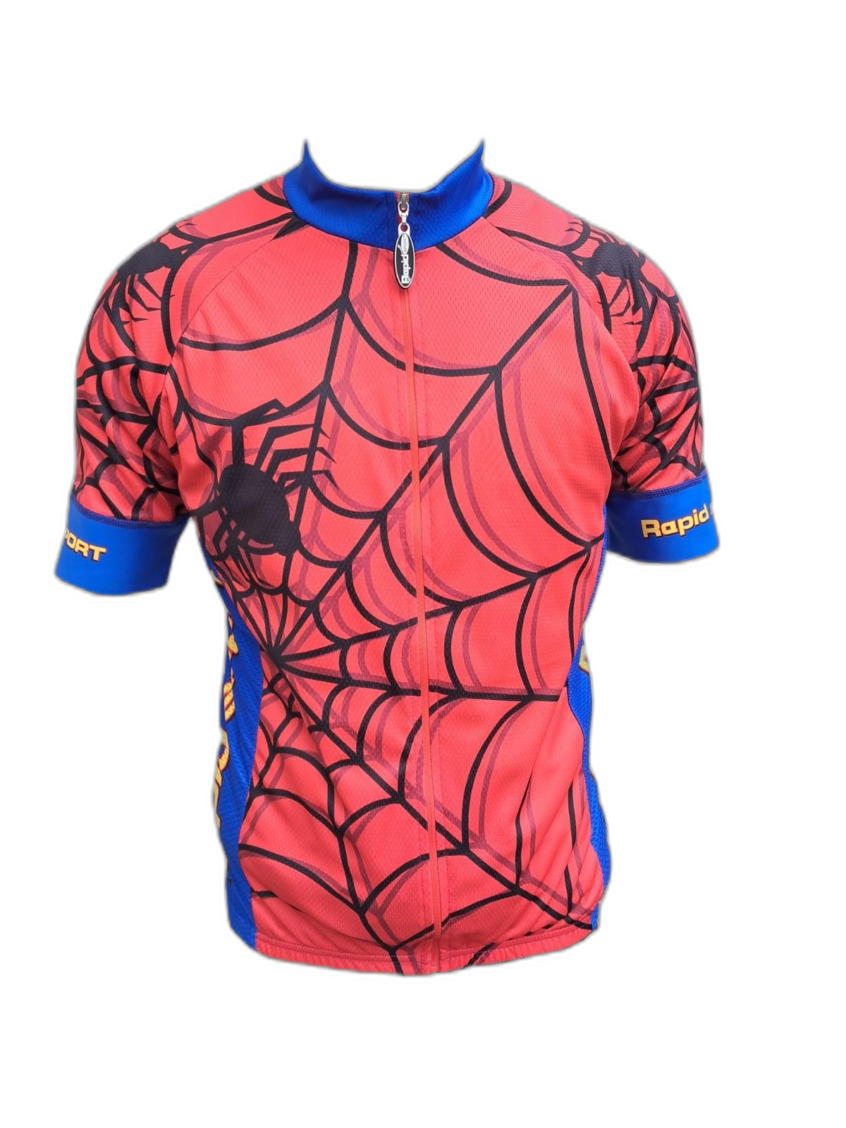 Mens Cycling Jersey Red Spider Front (background removed)