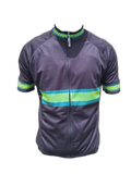Mens Cycling Jersey Retro Green Stripes Front (background removed)