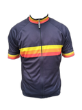 Mens Cycling Jersey Retro Red Stripes Front (background removed)