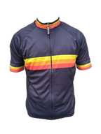 Mens Cycling Jersey Retro Red Stripes Front (background removed)