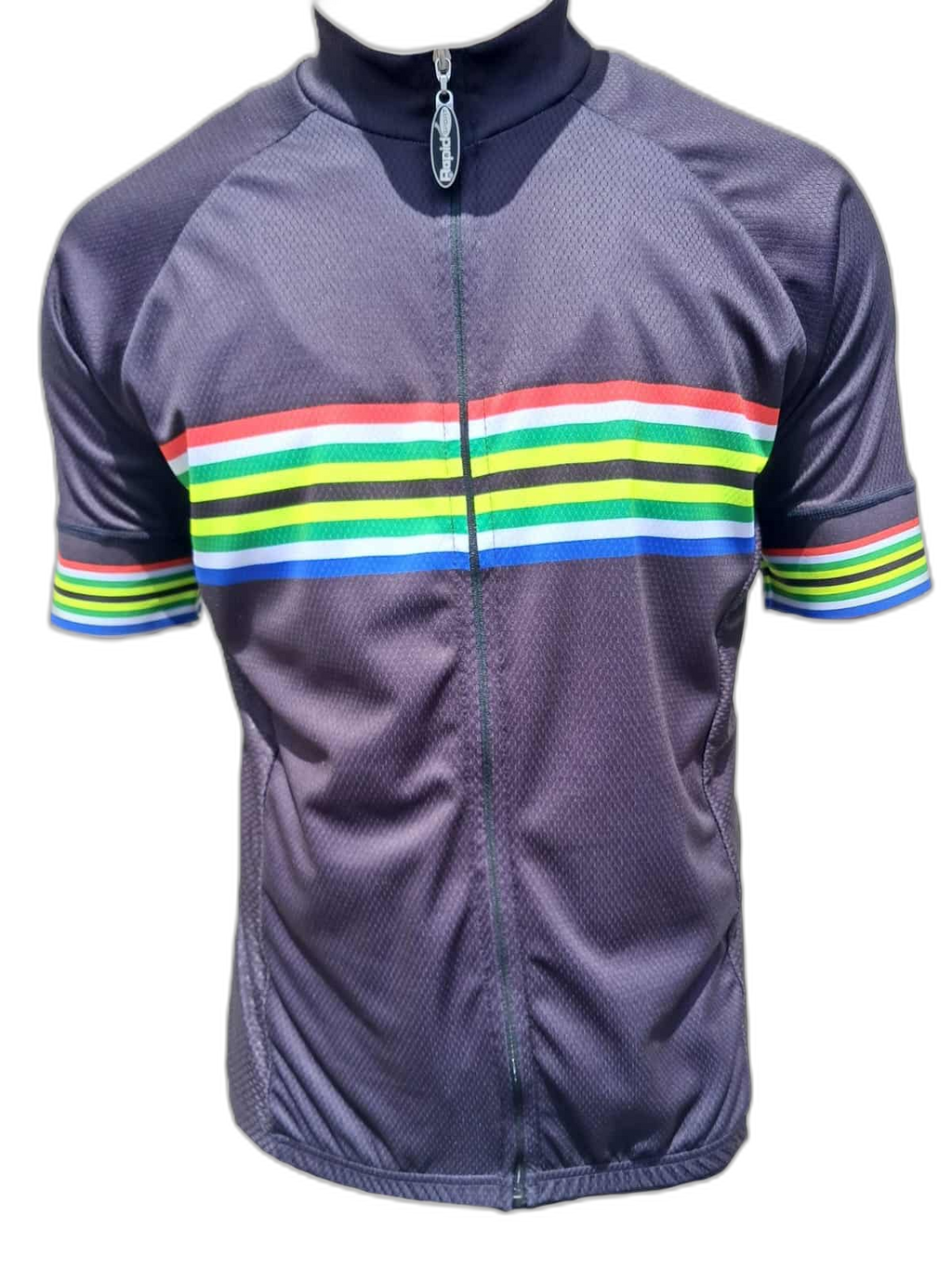Mens Cycling Jersey Sa Flag Stripes Black Front (background removed)
