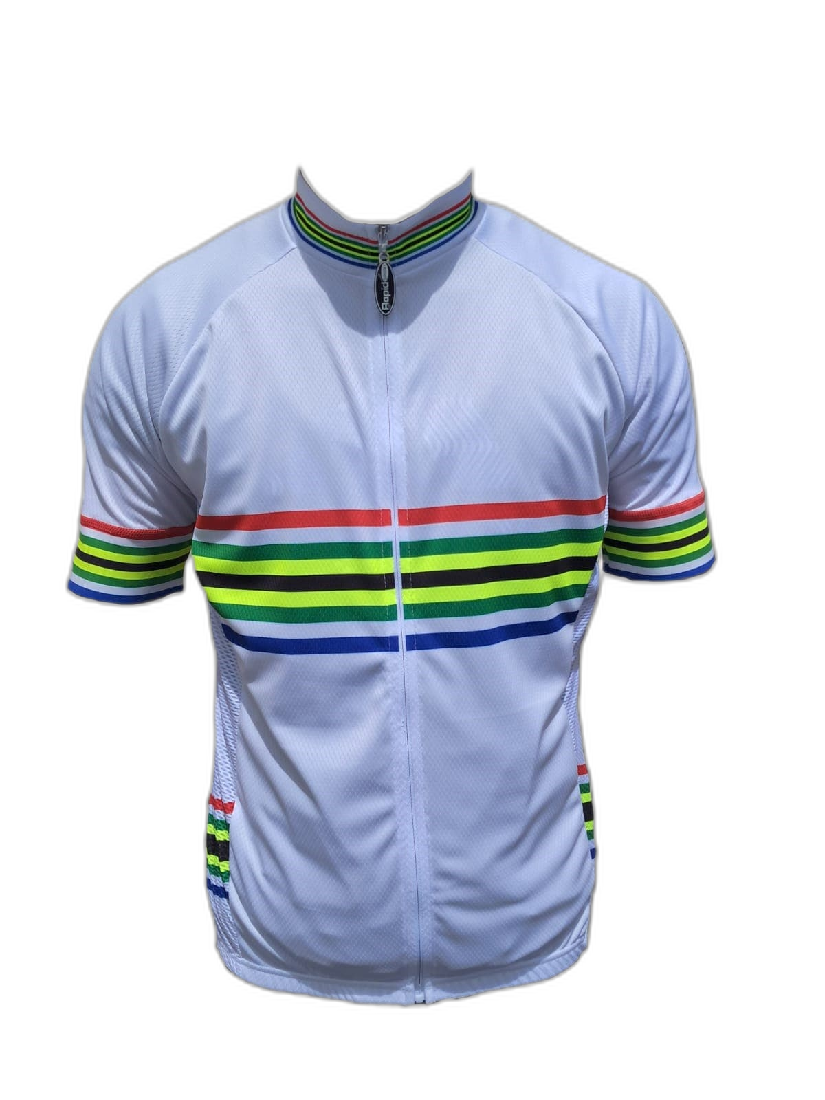 Mens Cycling Jersey Sa Flag Stripes White Front (background removed)