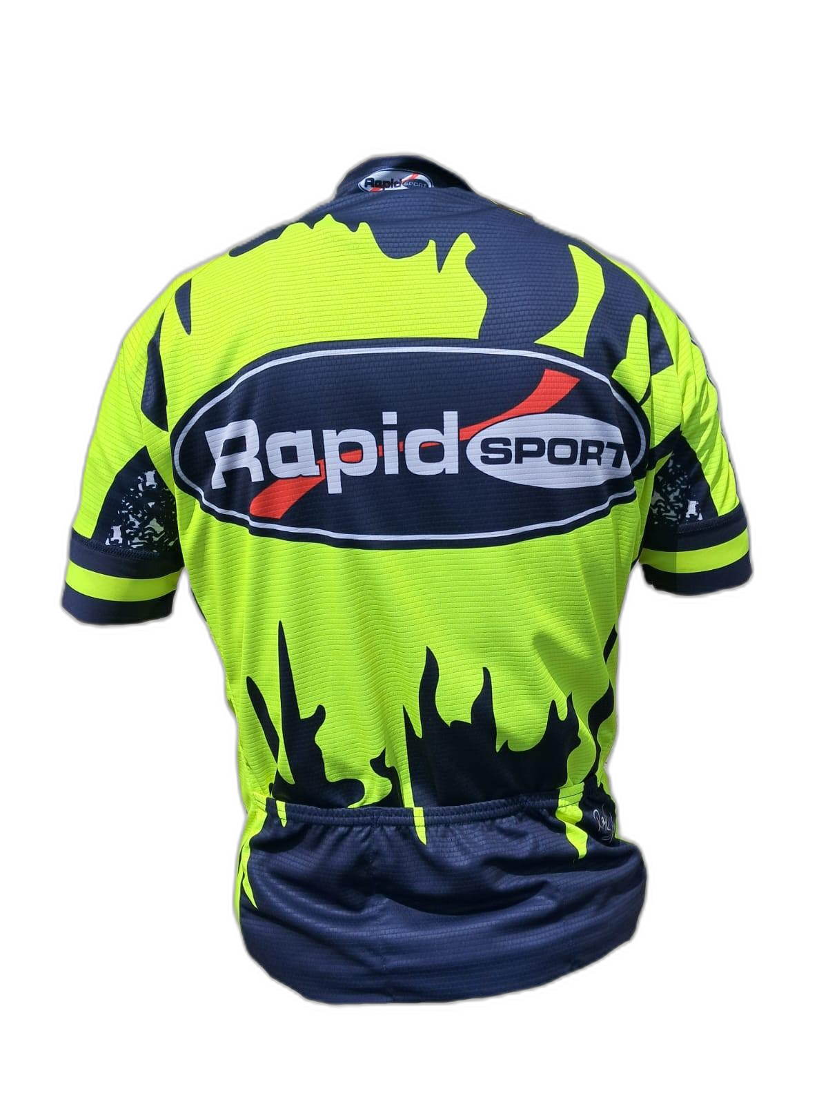 Mens Cycling Jersey Yellow Rapid Sport Back (background removed)