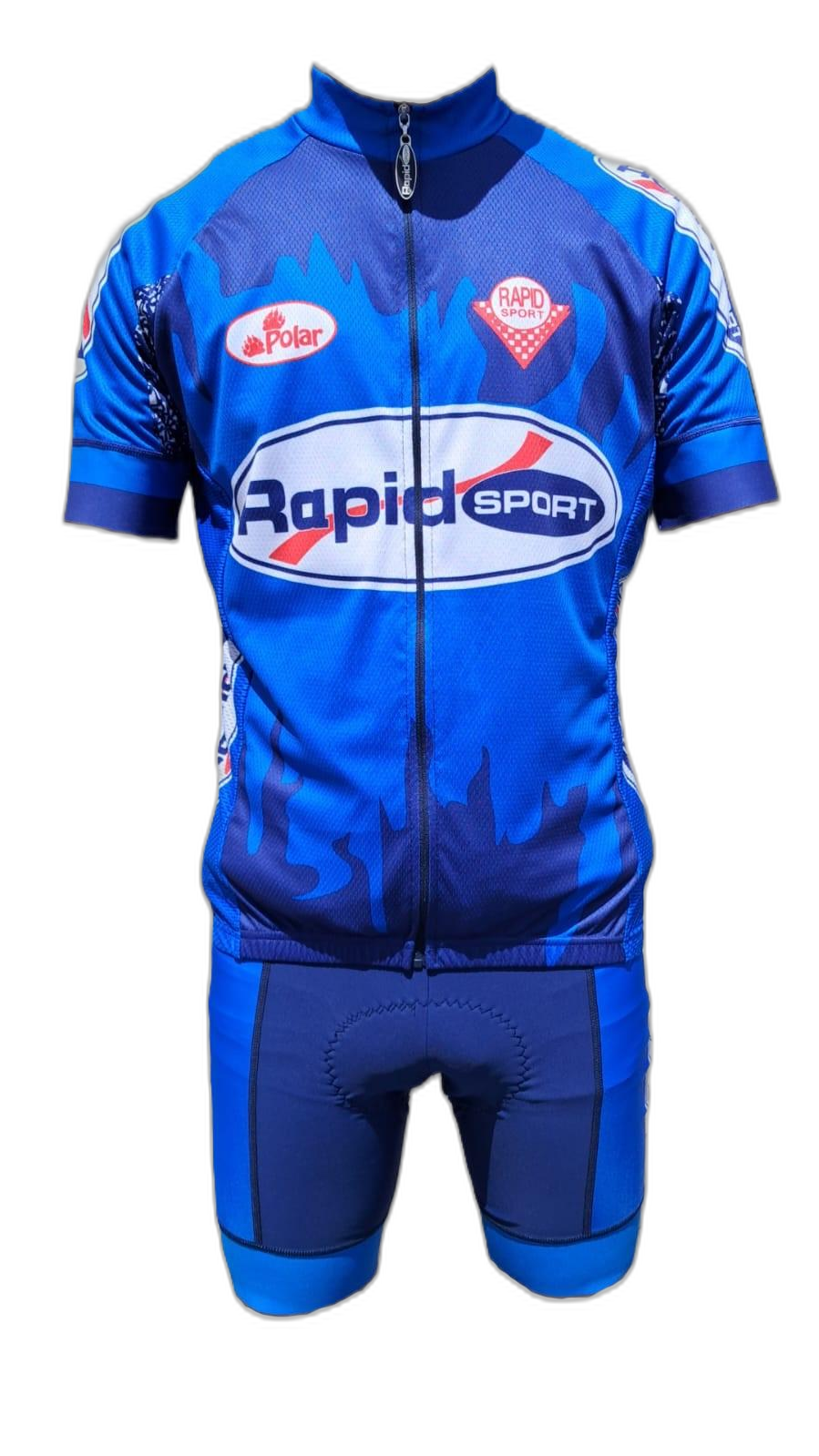 Mens Cycling Outfit Blue Rapid Sport (background removed)