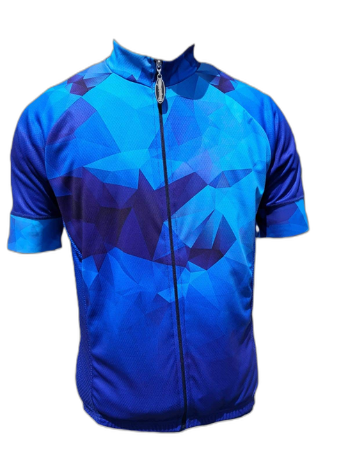 Mens Cycling Shirt Blue Diamond Front (background removed)