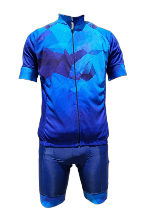 Mens Cycling Shirt Blue Diamond Outfit (background removed)