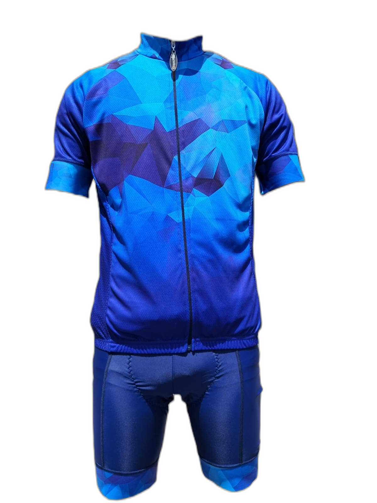 Mens Cycling Shirt Blue Diamond Outfit (background removed)