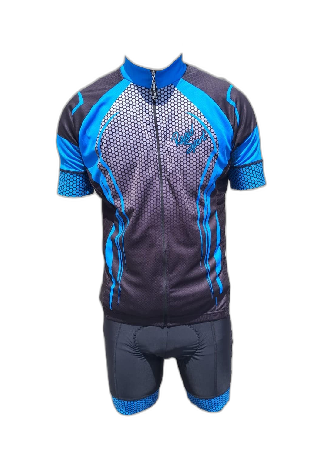 Mens Cycling Wear Blue Honeycomb (background removed)
