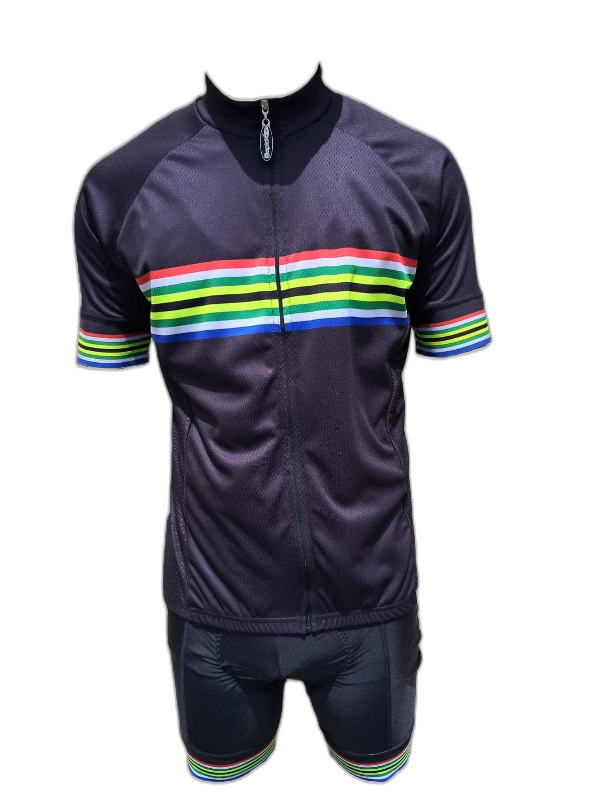 Mens Cycling Wear Sa Flag Stripes Black (background removed)