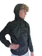 Mens Light Weight Rain Jacket Black Hood (background removed)