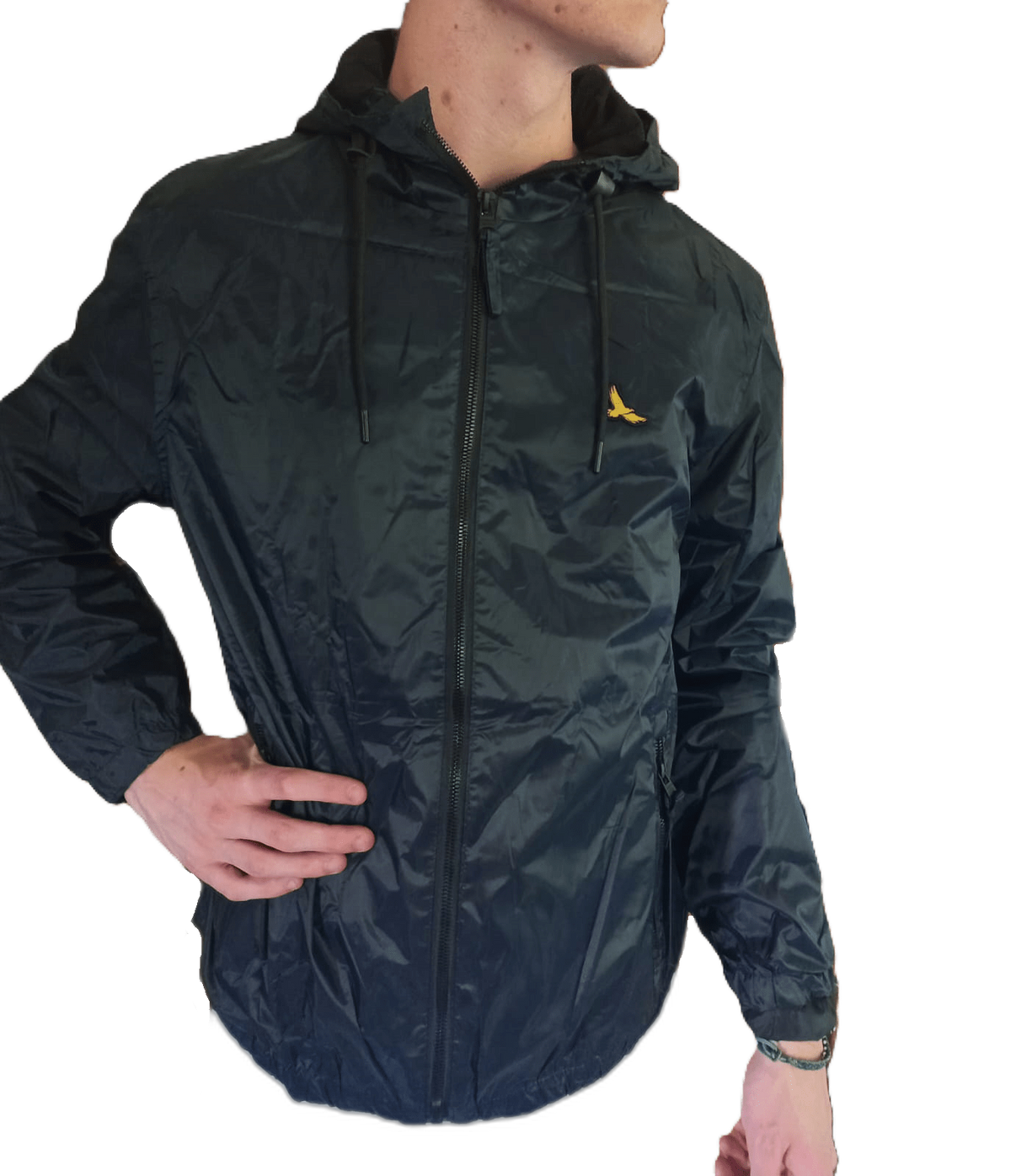 Mens Light Weight Rain Jacket Black (background removed)
