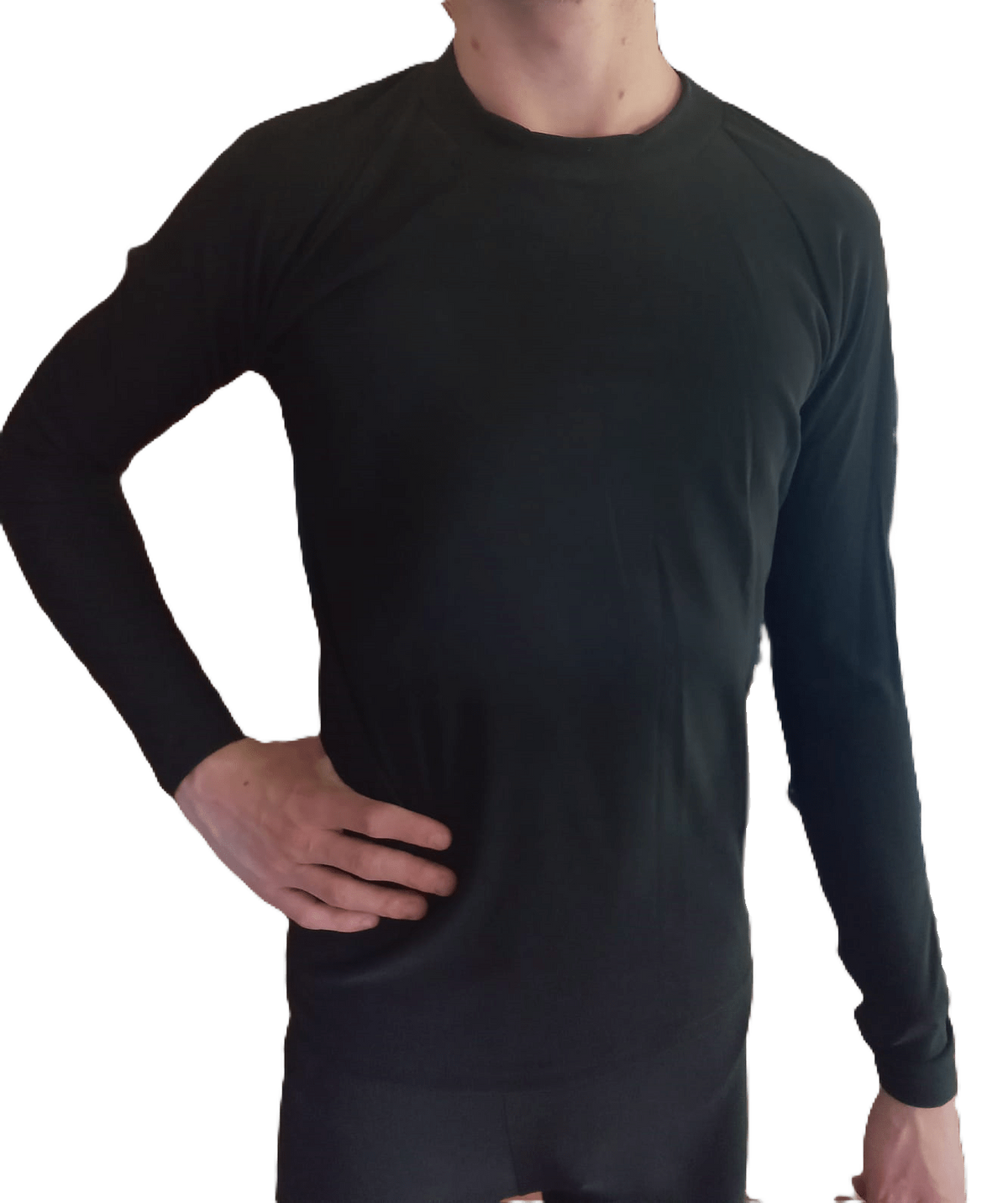 Mens Long Sleeve Thermal Top Black (background removed)