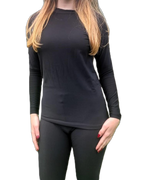 Womens Thermal Long Sleeve Top Black (background removed)