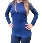 Womens Thermal Long Sleeve Top Navy (background removed)
