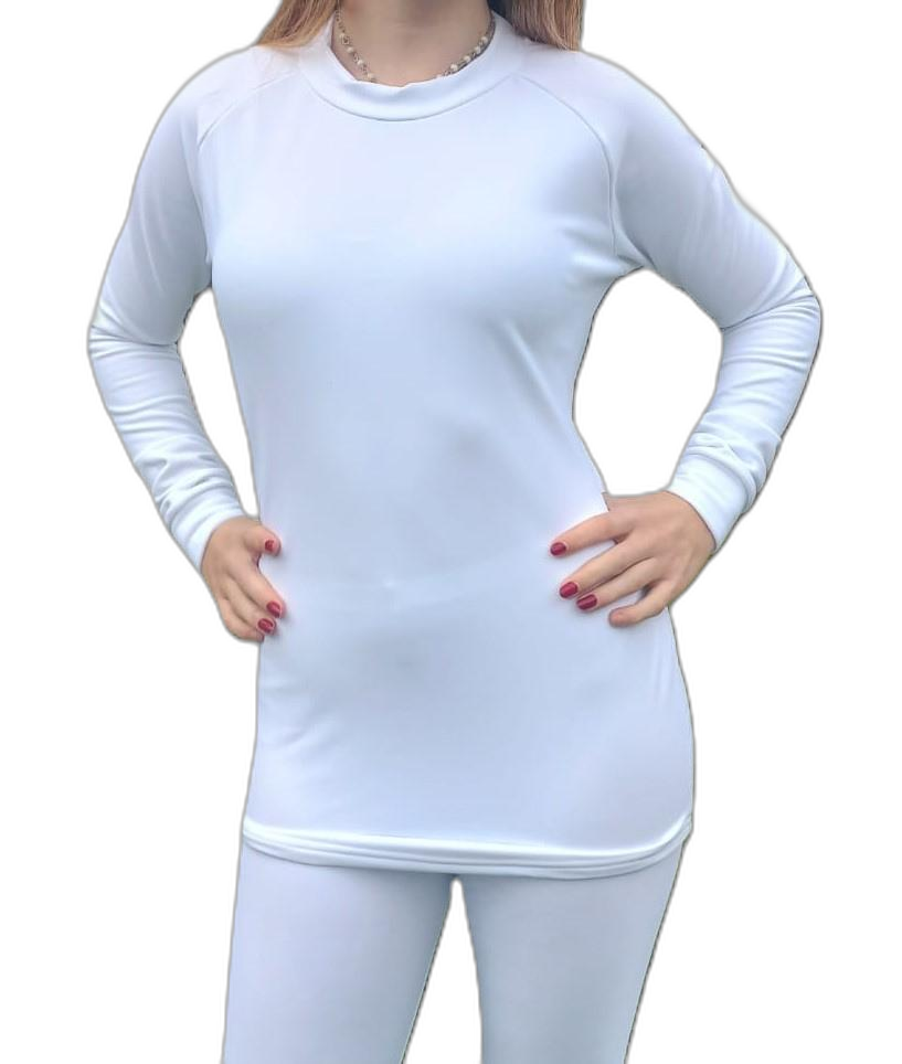 Womens Thermal Long Sleeve Top White (background removed)