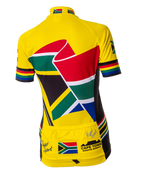 Womens Yellow South Africa Flag Cycling Shirt Back (background removed)