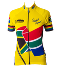 Womens Yellow South Africa Flag Cycling Shirt Front (background removed)