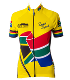 Womens Yellow South Africa Flag Cycling Shirt Front (background removed)