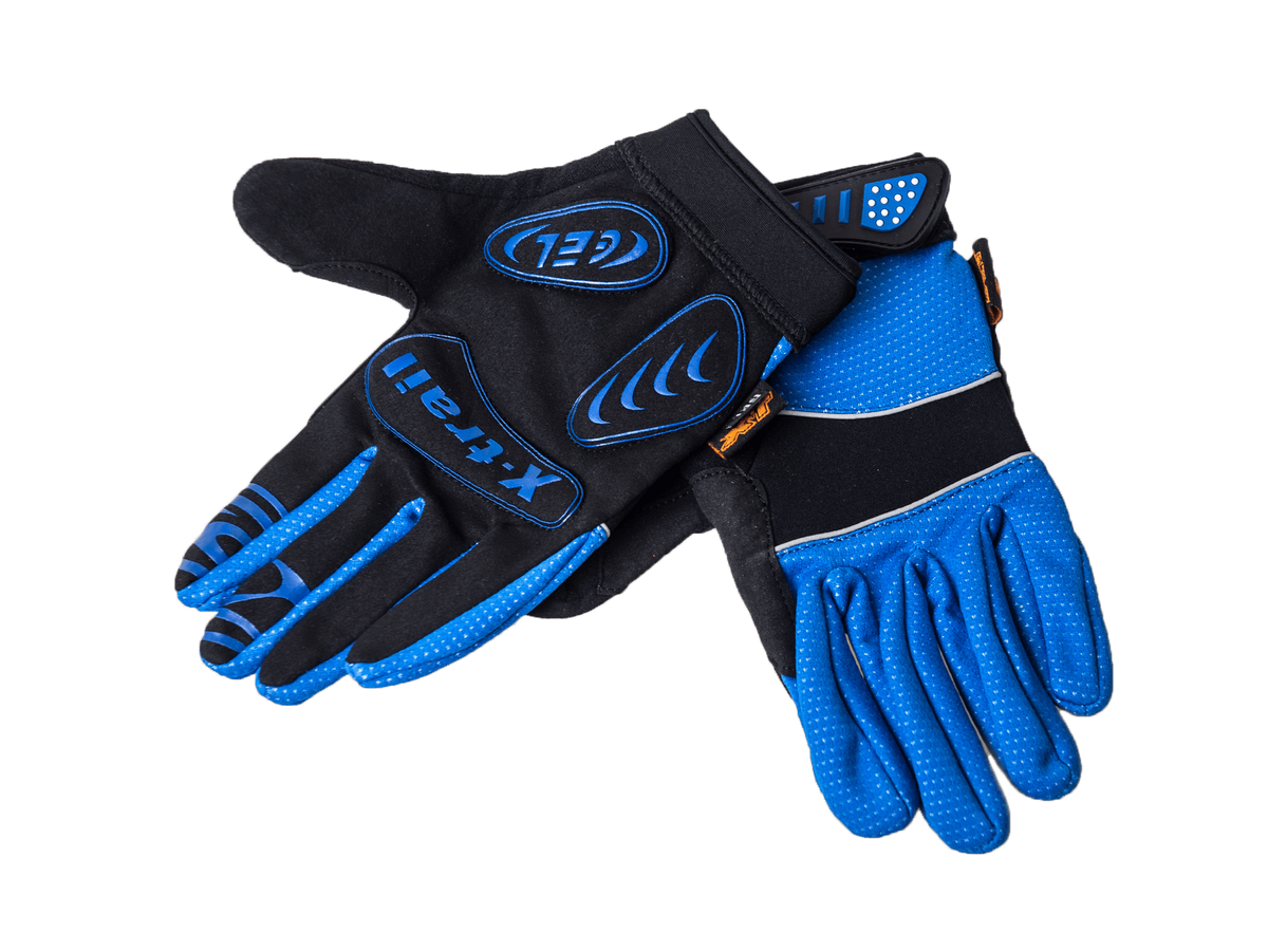 Xtrail Long Finger Cycling Gloves Blue (background removed)