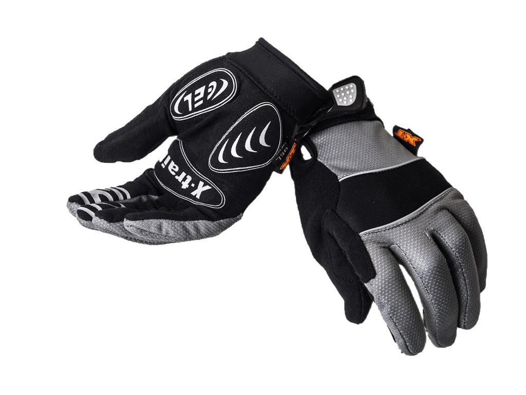 Xtrail Long Finger Cycling Gloves Grey (background removed)