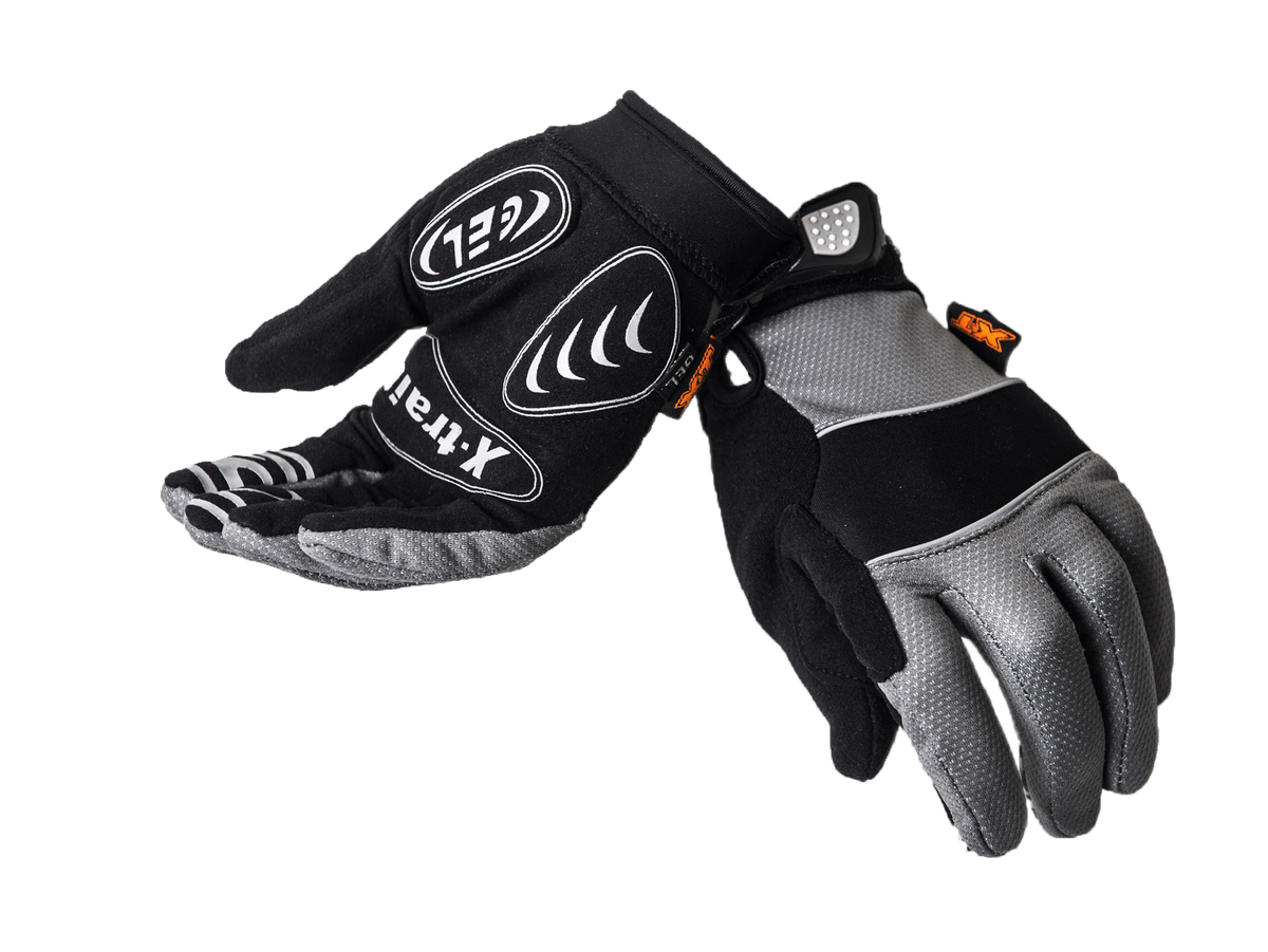 Xtrail Long Finger Cycling Gloves Grey (background removed)