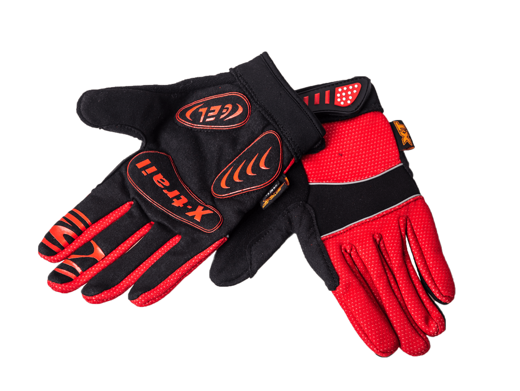 Xtrail Long Finger Cycling Gloves Red (background removed)