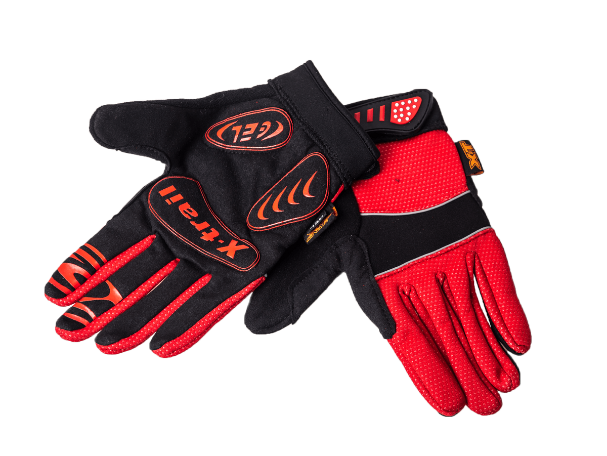 Xtrail Long Finger Cycling Gloves Red (background removed)