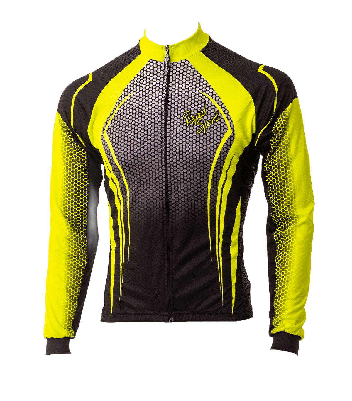 Yellow Honeycomb Long Sleeve Cycle Shirt (background removed)